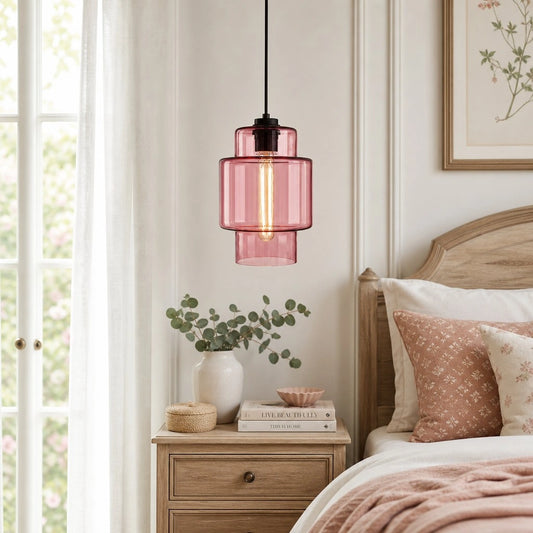 Yetta Modern Colorful Cylindrical Glass Pendant Light