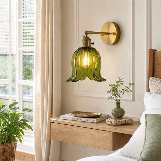 Colin Natural Floral Glass Wall Light
