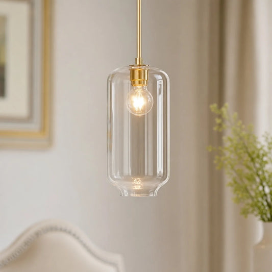 Virelai Modern Brass Pebble Glass Pendant Light