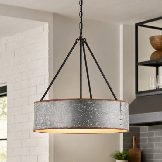 Aestra Industrial Metal Drum Pendant Light