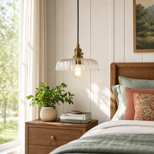 Gylis Vintage Brass Glass Dome Pendant Light