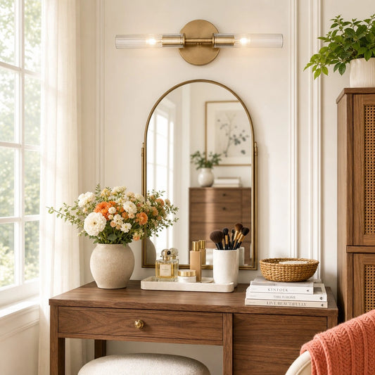 Xylona Farmhouse Transparent Ribbed Glass Double Tube Sconce