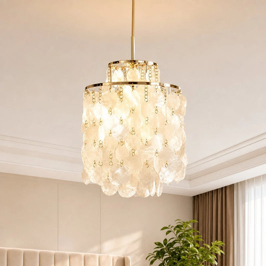 Marvyn Vintage Cascading Capiz Shell Pendant Light