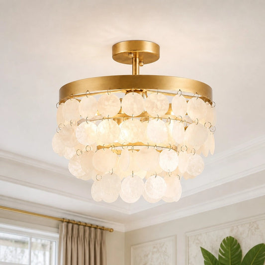Nethia Vintage Breezy Layered Capiz Shell Ceiling Light