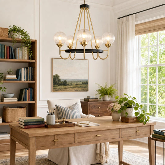 Xiren Luxury 5-Light Adjustable Wagon Wheel Chandelier