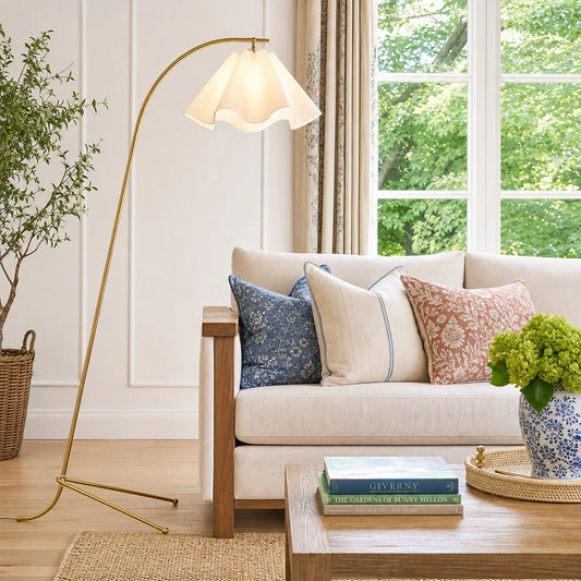 Calvira Modern Pleated Linen Fabric Floor Light