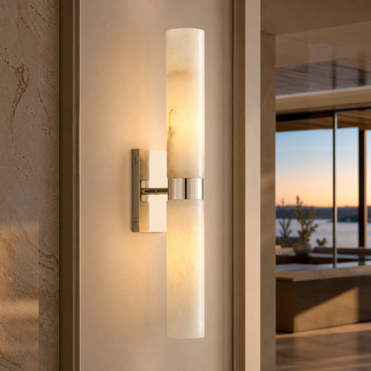 Marcellus Modern Alabaster Double Tube Wall Sconce
