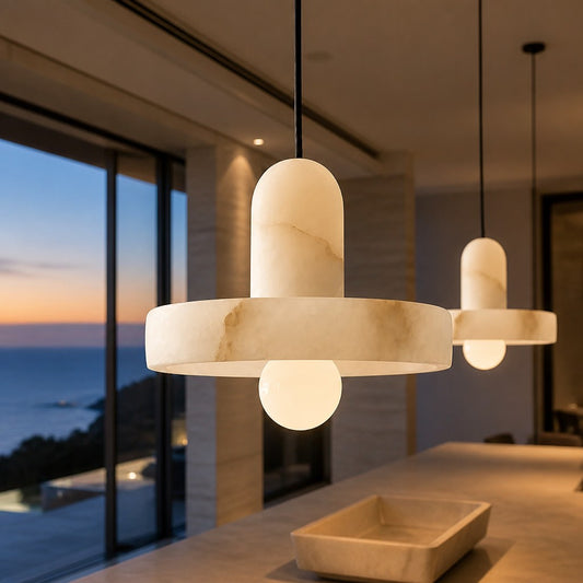 Eivis French Round Copper Stone Pendant Light