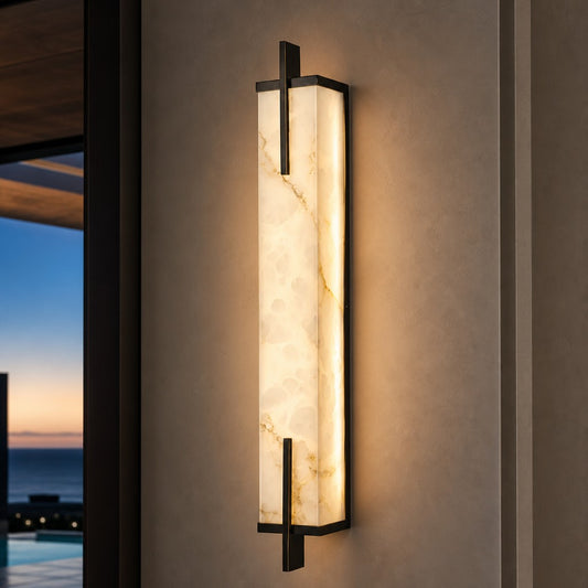 Kaius Modern Rectangle Alabaster Wall Sconce