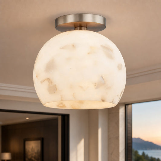 Katson Modern Alabaster Semi Flush Mount Ceiling Light