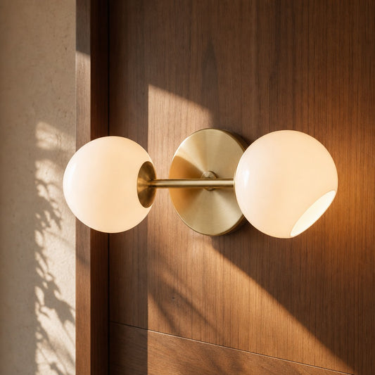 Avery Modern 2-Light Sculptural Globe Milky Glass Wall Sconce