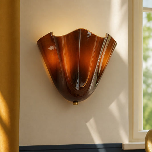 Nikolas Mid-Century Modern Seashell Glass Wall Sconce