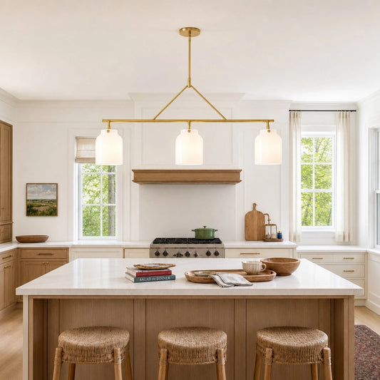 Sorenva Modern Milk Glass 3-Light Dome Chandelier