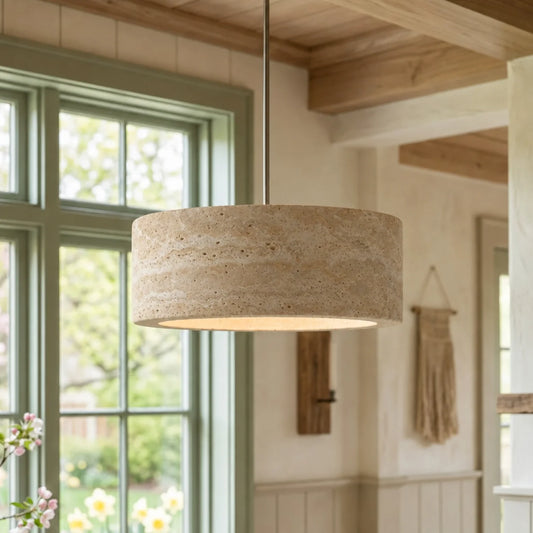 Lumen Wabi-Sabi Travertine Natural Stone LED Pendant Light