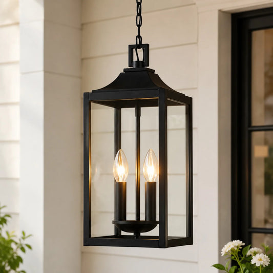 Eiralyn Industrial Glass Lantern Outdoor Pendant Light
