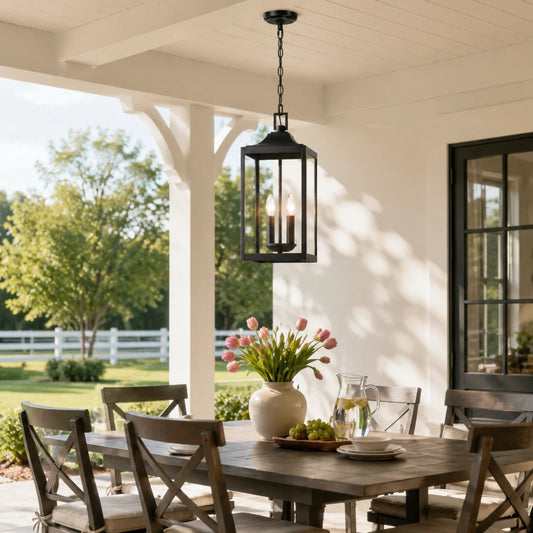 Eiralyn Industrial Glass Lantern Outdoor Pendant Light