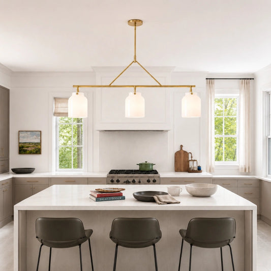 Sorenva Modern Milk Glass 3-Light Dome Chandelier
