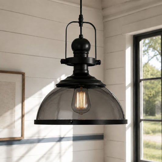 Retro Industrial Glass Globe Metal Pendant Light