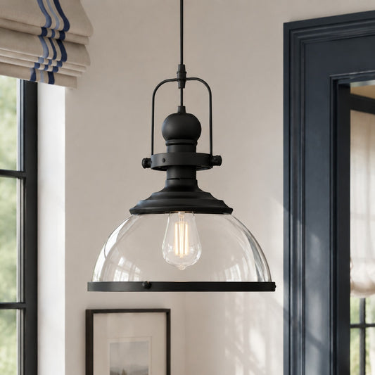 Retro Industrial Glass Globe Metal Pendant Light