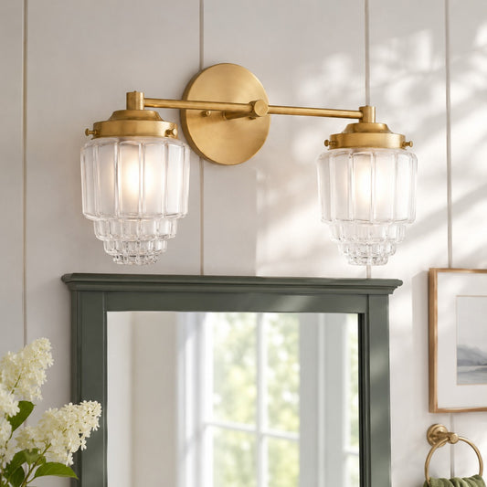 Art Deco Skyscraper Shade Frosted Glass Sconce Light / Vanity Light