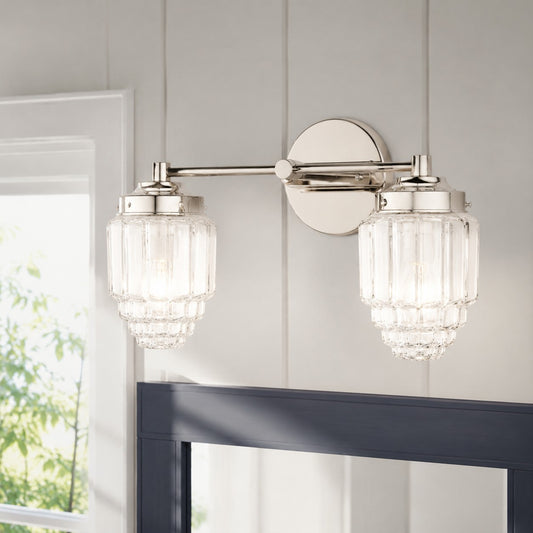 Art Deco Skyscraper Shade Frosted Glass Sconce Light / Vanity Light