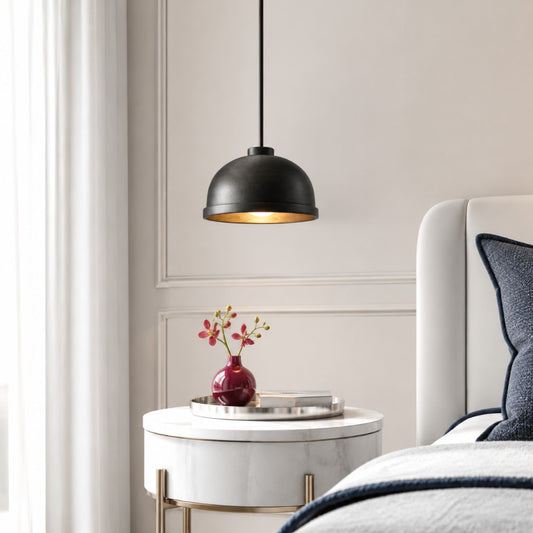 Tolyra Black Cast Aluminum Dome Pendant Light