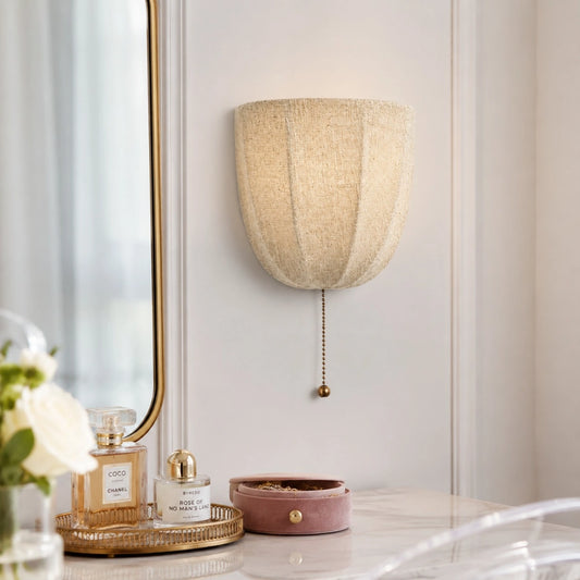 Myrddin Rustic Natural Linen Wall Sconce