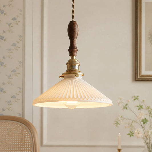 Ceramic Wood Brass Pendant Light - 108PL