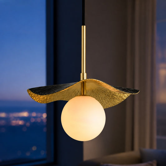 Calix Modern Organic Wave Alabaster Pendant Light