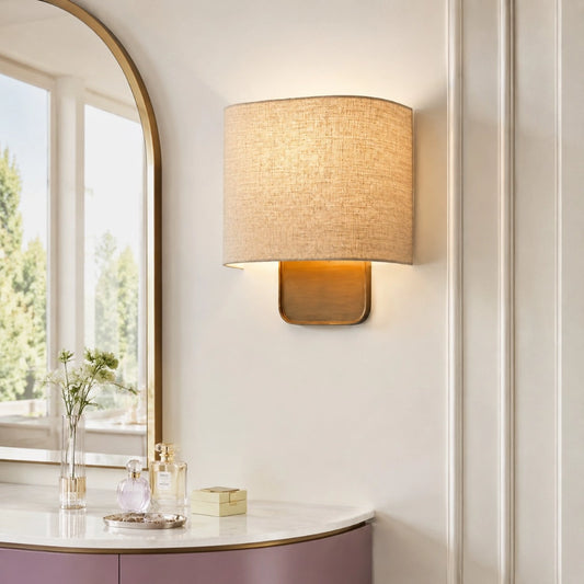 Urielis Modern Linen Shade Metal Wall Sconce