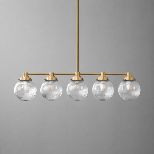 Monroe Vintage Ribbed Glass Globe Linear Chandelier