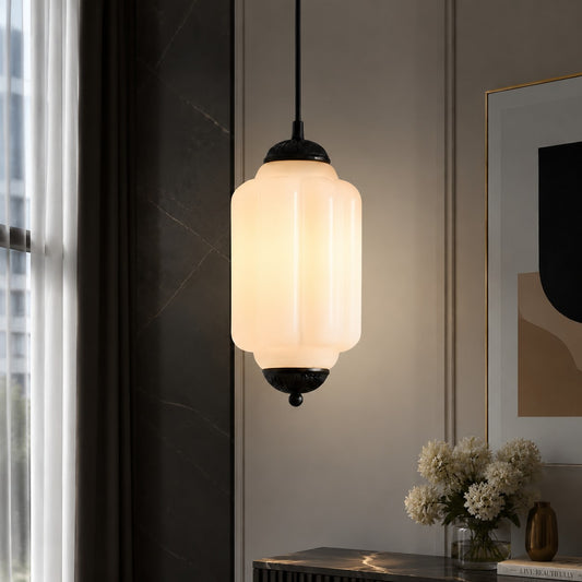 Eloise Vintage Scallop Milk Glass Pendant Light