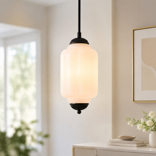 Eloise Vintage Scallop Milk Glass Pendant Light