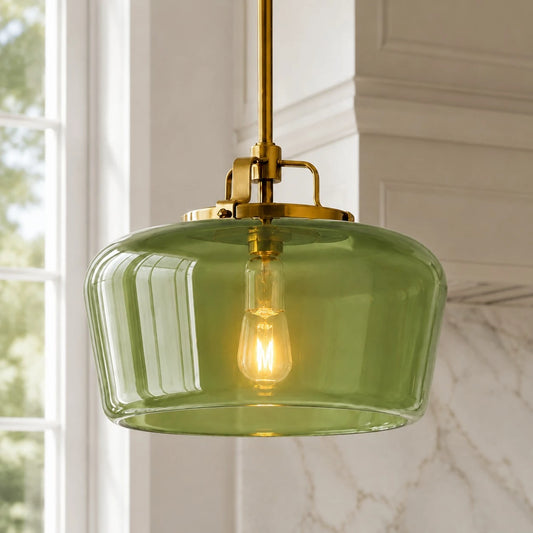 Ava Modern Antique Brass Opal White Glass Pendant Light for Kitchen Island