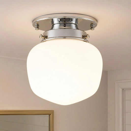 Kabt Modern Classic Schoolhouse Opal Glass Flush Mount Ceiling Light