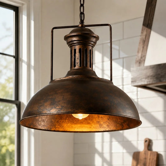 Industrial Farmhouse Cone Metal Pendant Light