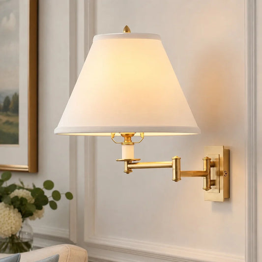 Adalyn Retro Swing Arm Linen Metal Wall Sconce