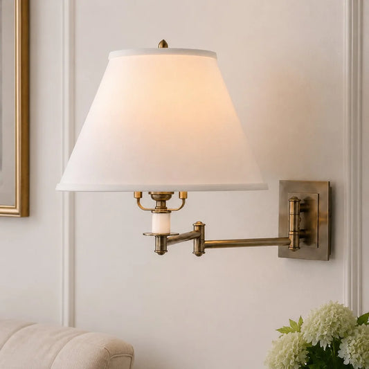 Adalyn Retro Swing Arm Linen Metal Wall Sconce
