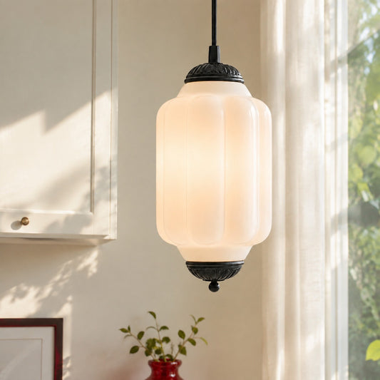Eloise Vintage Scallop Milk Glass Pendant Light