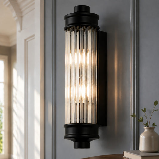 Zelim Modern Ribbed Glass Cylindrical Wall Sconce