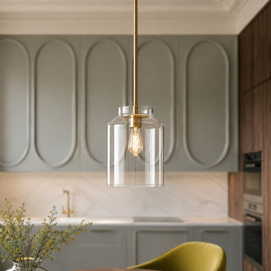Evren Minimalist Clear/Milk Glass Pendant Light