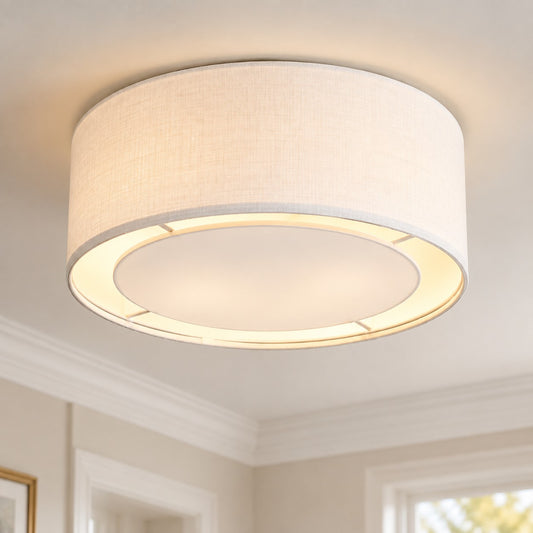 Mirelle Nordic Drum Linen Shade Ceiling Light