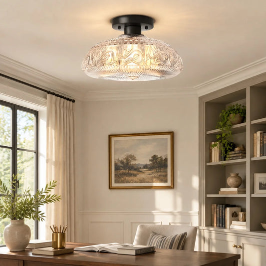 Modern Oval Pattern Glass Ceiling Light