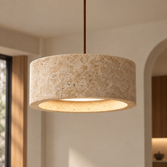 Lumen Wabi-Sabi Travertine Natural Stone LED Pendant Light