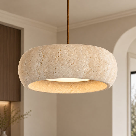 Lumen Wabi-Sabi Travertine Natural Stone LED Pendant Light