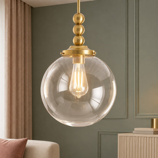 Marn Art Deco Single Light Glass Globe Pendant Light
