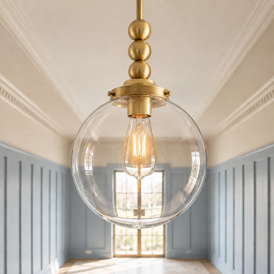 Marn Art Deco Single Light Glass Globe Pendant Light