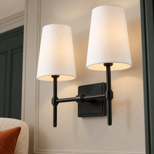 Eamon Vintage Colorful Linen Metal Wall Lamp