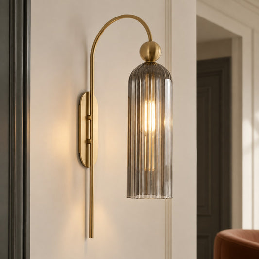 Rowena Antique Cylinder Vertical Fluted Glass Wall Sconce