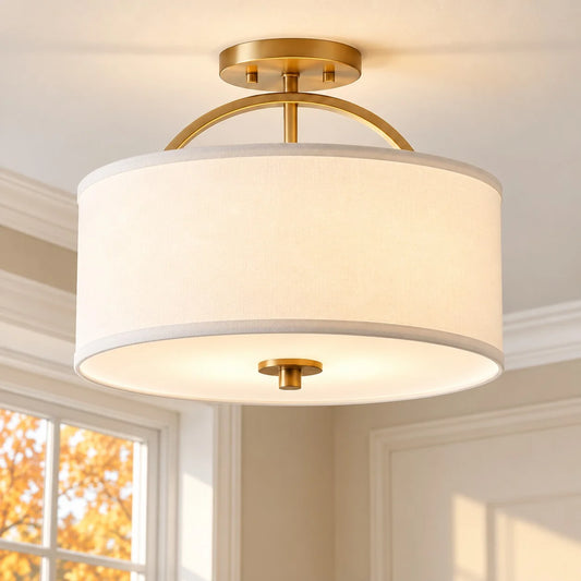 Tahlia Modern Drum Linen Fabric Ceiling Light